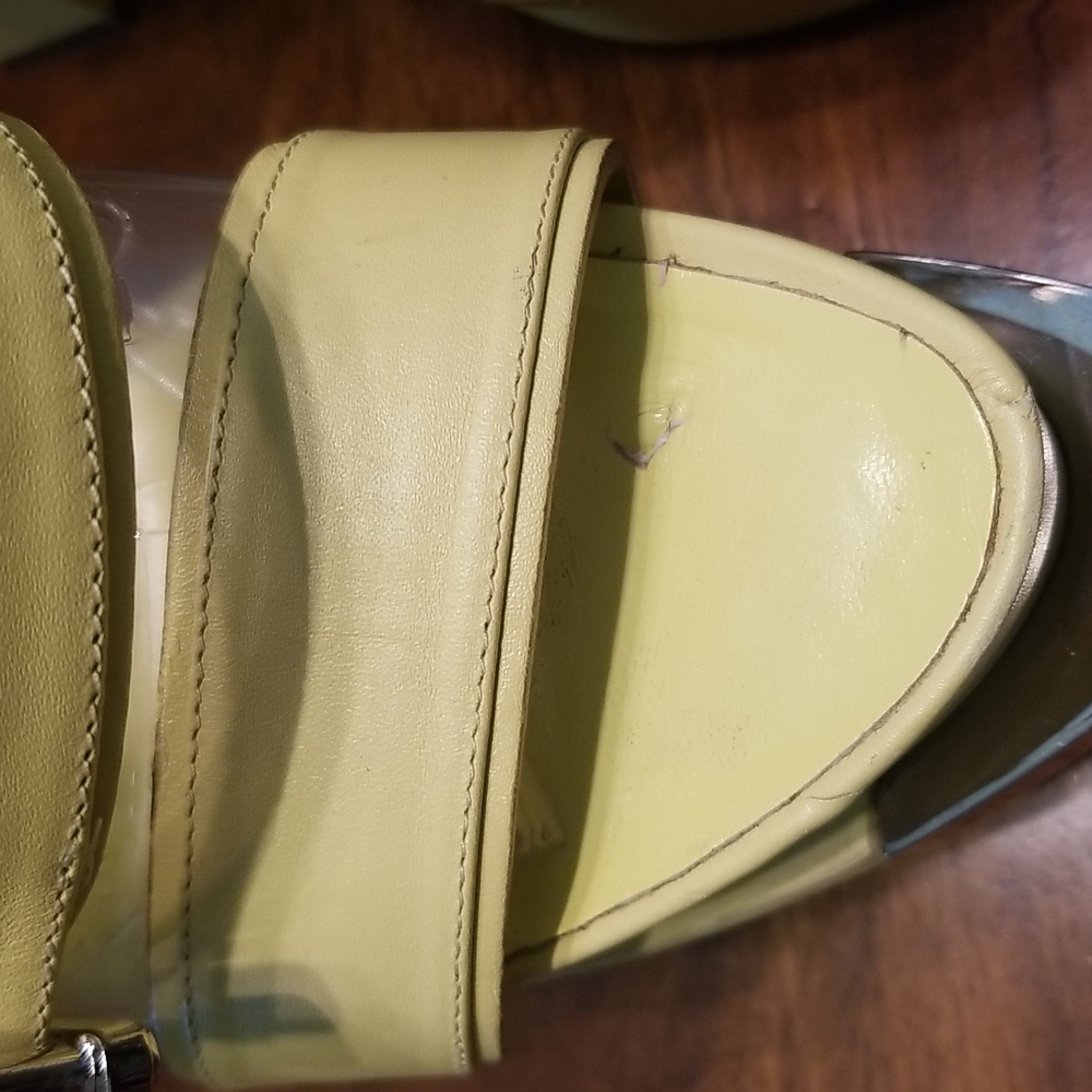 PRICE REDUCTION!!!  VERSACE CHROME/LEATHER PLATFORM HEELS - Size 9 (Fits Size 8) - Picture 6 of 8